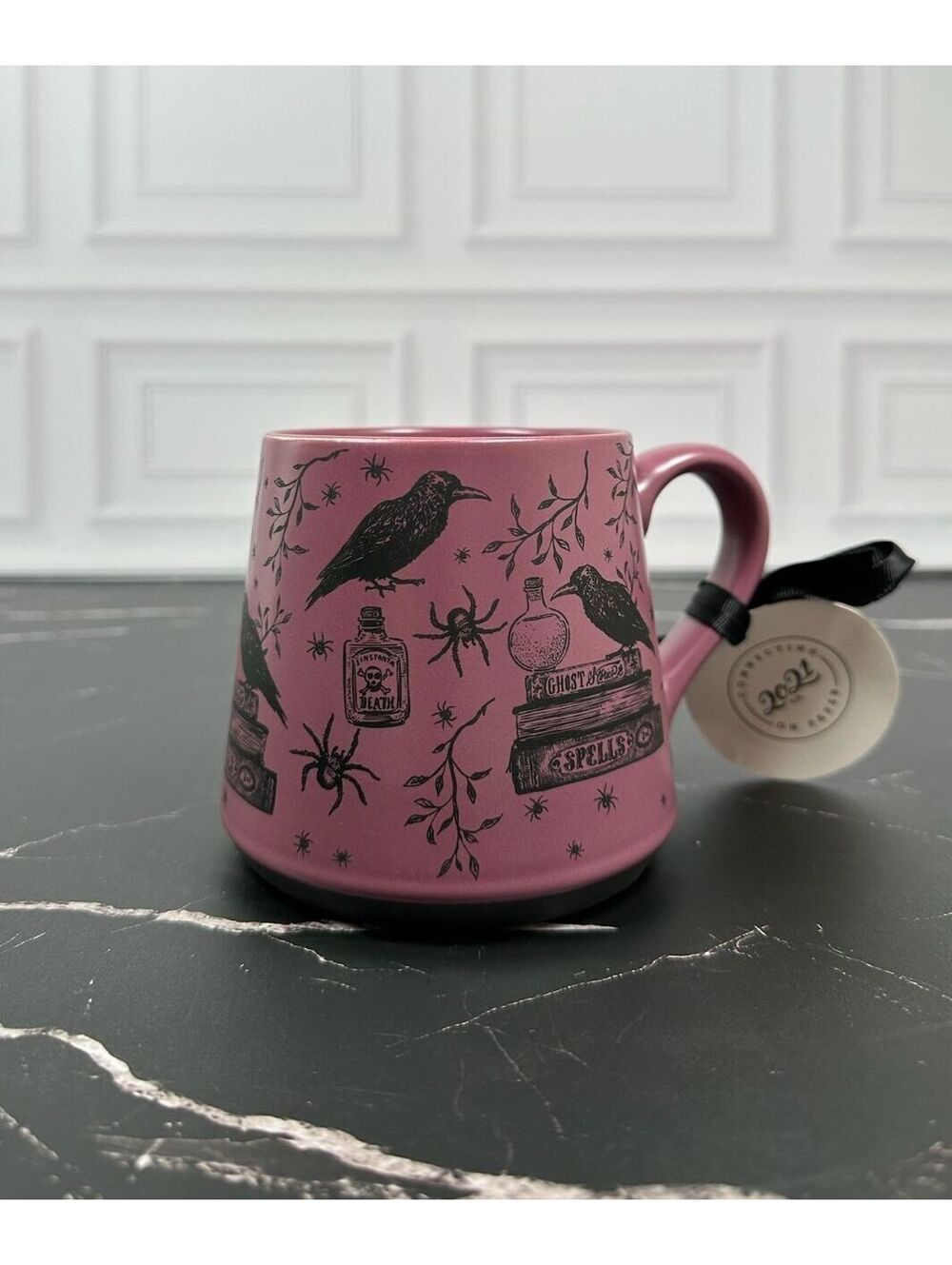 Connecting on Paper 2021 co. Crafted Ceramic Mug with Raven and Spellbook Design